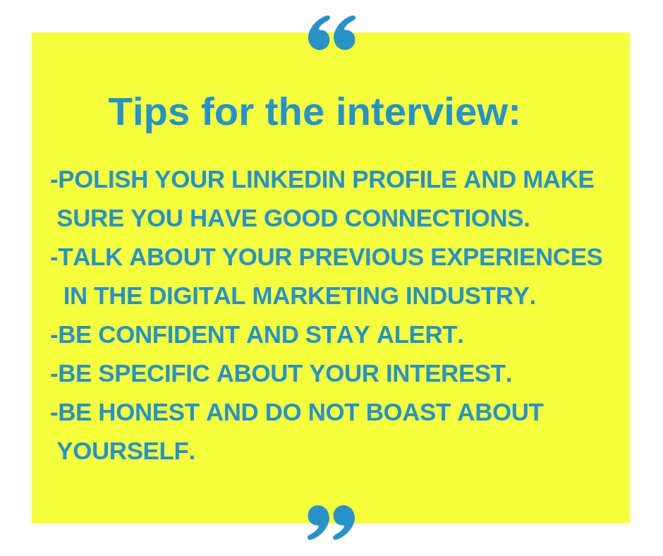 tips for interview, tips for digital marketing interview