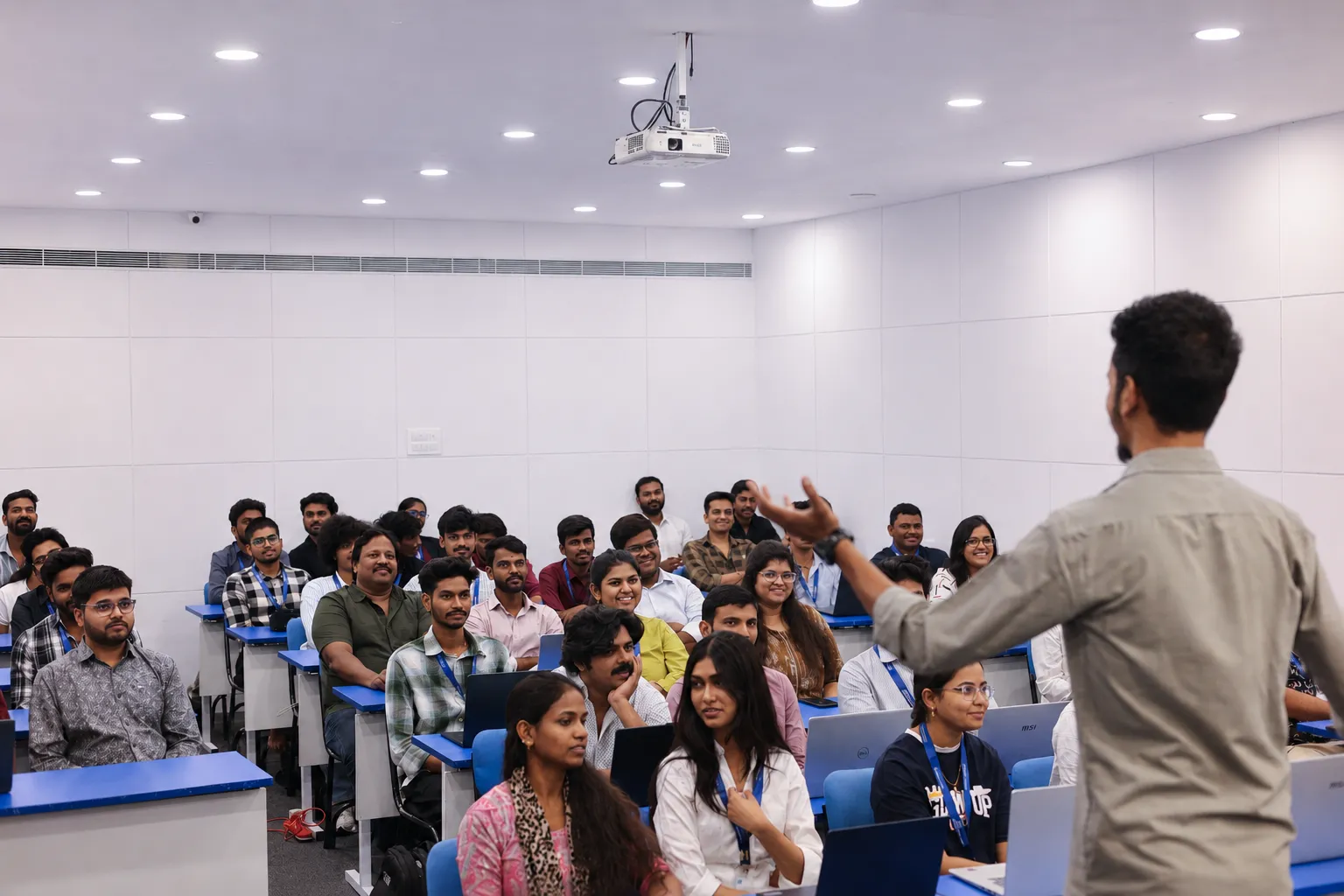 Program manager guiding learners during a group session